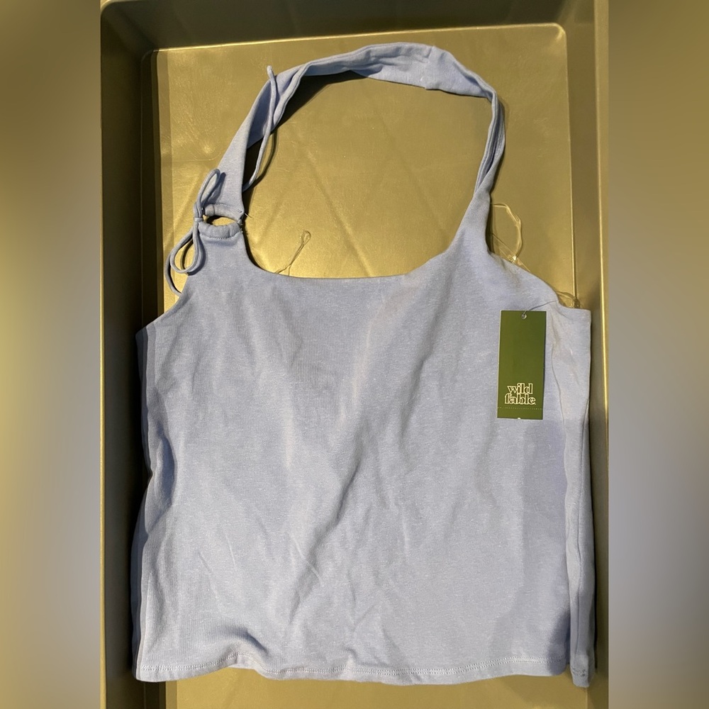 Wild Fable Women's Side-Tie Halter Tank Top Blue Size XL NWT